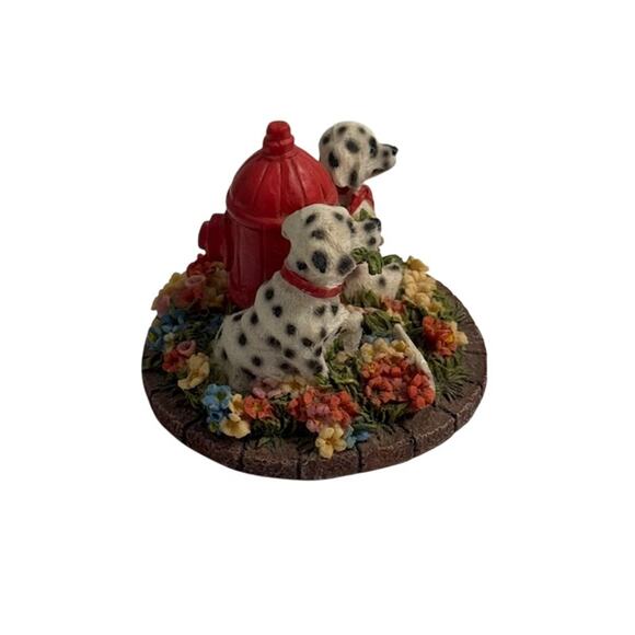 Dalmation Puppies Fire Hydrant Resin Figurine Please Don't Pick The Flowers - Picture 4 of 5